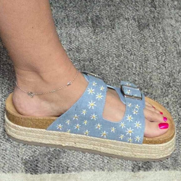 NEW In Box - Corkys No Filter Denim Daisy Wedge Sandals – Sizes 7–11 - Picture 4 of 6